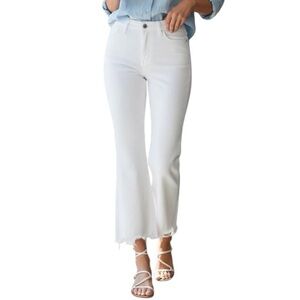 Vervet Bella High Rise Flare Raw Hem Cropped Jean in White Size 30 NWT